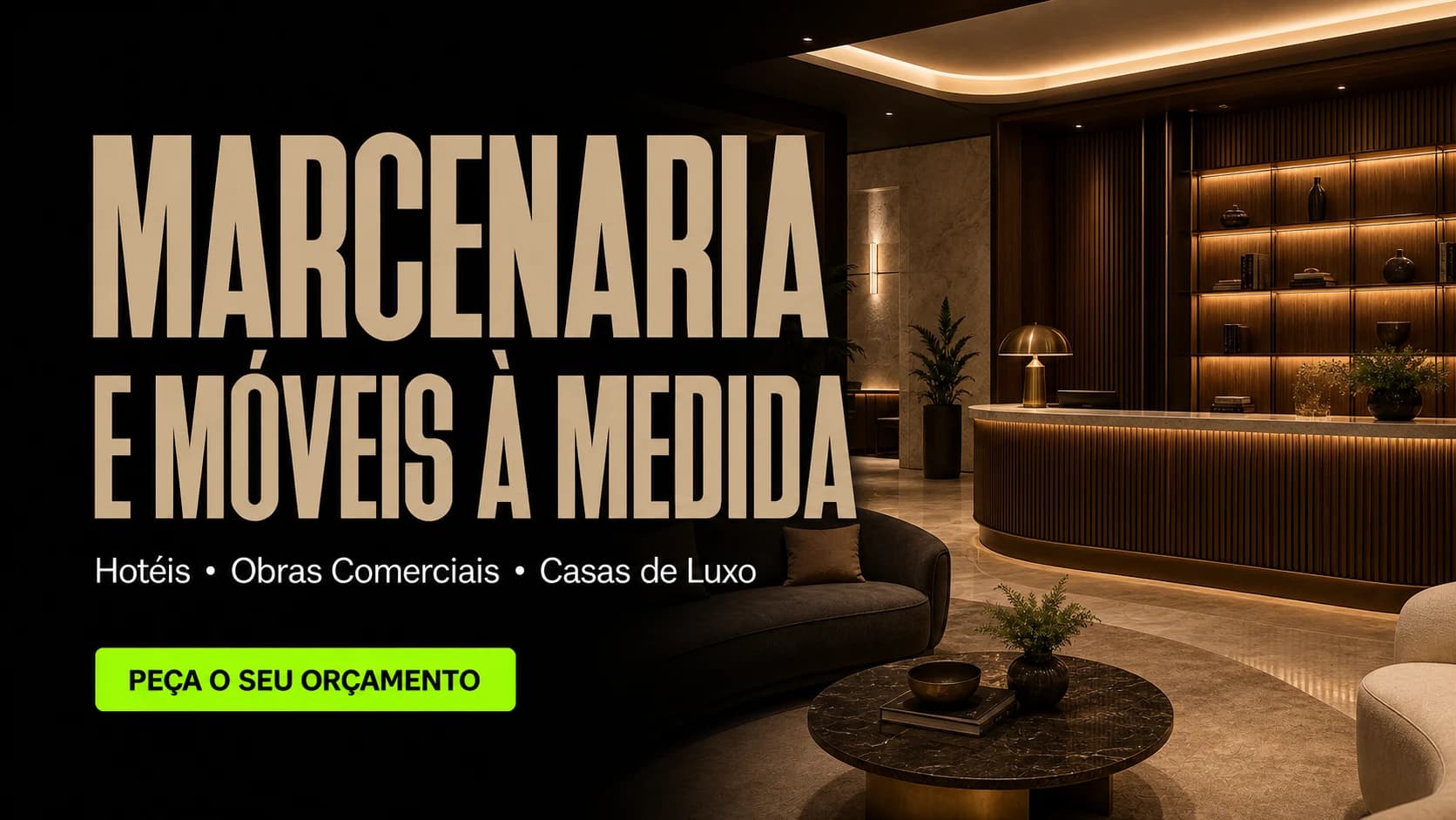 Marcenaria e móveis à medida para hotéis, obras comerciais e casas de luxo